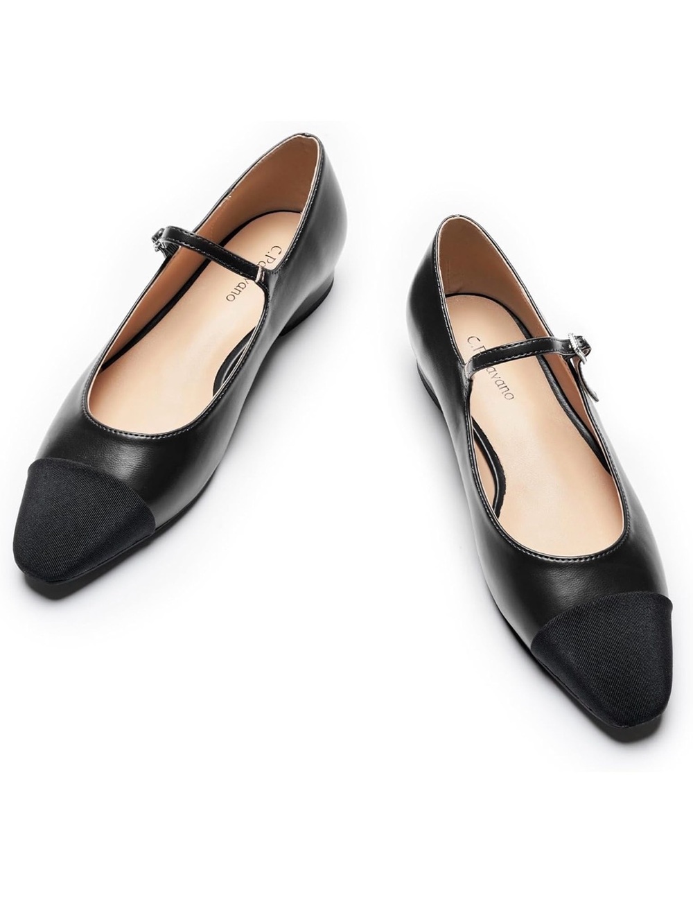 C. Paravano Black Mary Jane Pointed-Toe Flats size 9.5